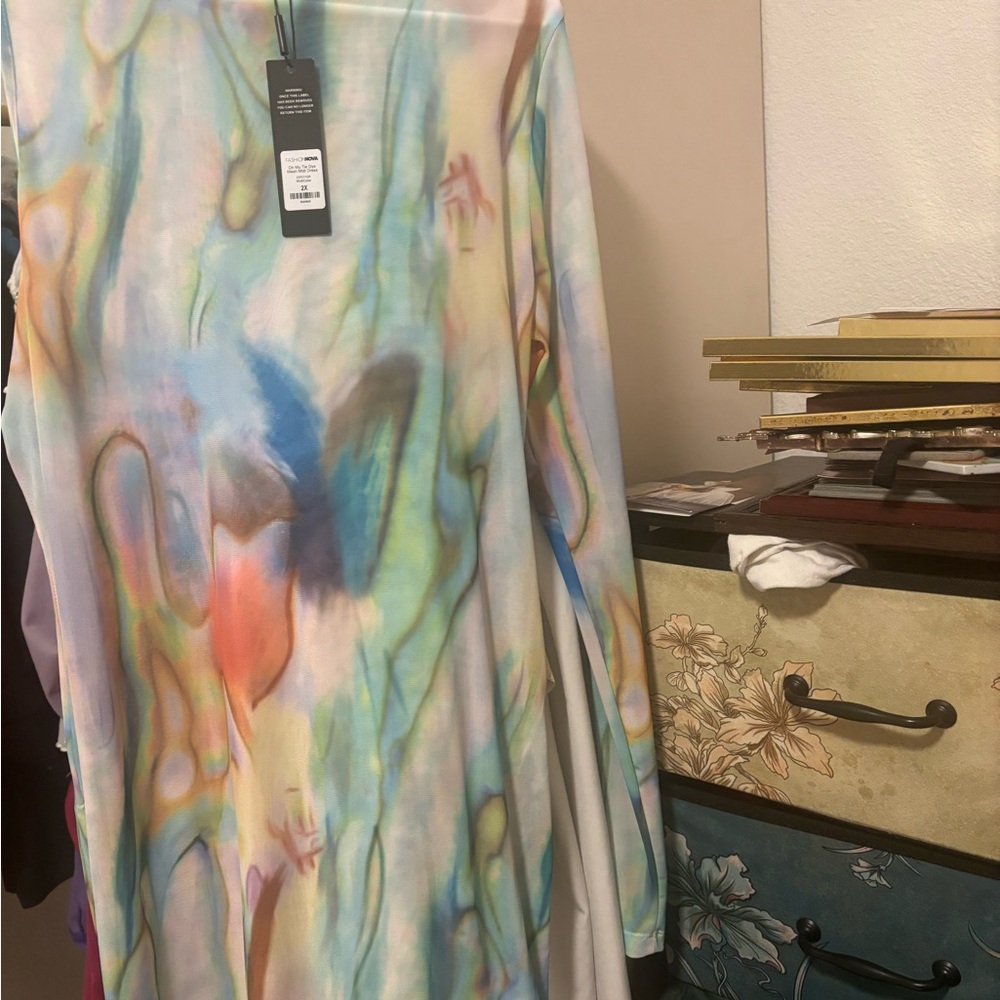 Fashion Nova Multicolor Abstract Dress